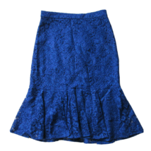 NWT J.Crew Trumpet in Baroque Blue Floral Lace Ruffle Hem Skirt 0 - £26.82 GBP
