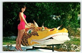 Weeki Wachee Florida Postcard Swimsuit Mermaid Retired Wiley Willy Dragon Chrome - £8.55 GBP