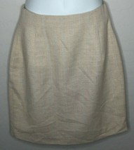 Harris Wallace Womens Short Knee Length Beige Tweed Straight Pencil Skirt 8 - £27.52 GBP