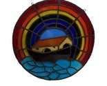 Vintage Real Stained Glass Noahs Ark Sun Catcher, Rainbow, Water, 9&quot;, Ha... - $48.50