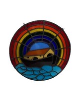 Vintage Real Stained Glass Noahs Ark Sun Catcher, Rainbow, Water, 9&quot;, Hanging, - £38.64 GBP