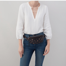 HOBO Fern Studded Leather Belt Bag Fanny Pack Crossbody, Black/Rose Gold... - $119.00