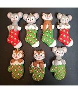 VTG Bucilla 7 Kits Mits and Mice  Felt Jeweled Sequin Christmas Ornament... - €68,72 EUR