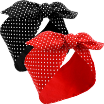 2 Pieces Polka Dot Headband Bandana Headband 50S Costume Hair Accessories Bows W - £9.60 GBP