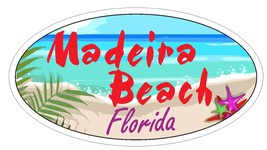 Madeira Beach Oval Bumper Sticker or Helmet Sticker D3730 Florida - $1.39+