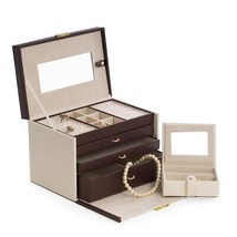 International  Ivory &amp; Brown Leather 4 Level Jewelry Box - £146.30 GBP