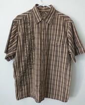 Mountain Hardwear Plaid Hiking Mens Short Sleeve Button Snap Shirt Brown Large - $18.50