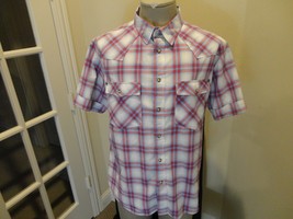 Vtg  Wht Red Blue Plaid American Standard JACHS PEARL Snap Western Shirt... - $24.70