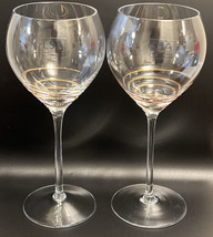 Set of 2 Gold Spiral Balloon Wine Glasses Handcrafted Mouth Blown In Poland - £35.60 GBP