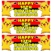 PIKACHU Personalised Birthday Banner - Pokemon Birthday Party Banner - 1 x 3Ft - $5.42