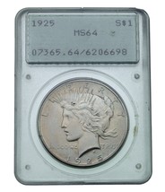 1925 Argent Paix Dollar Classé Par PCGS Comme MS64 Old Support - $207.90