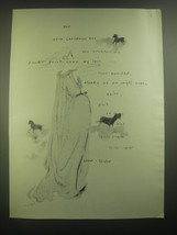 1945 Lord &amp; Taylor Iris Poodle Print Gown Ad - Art by De La Reguera - £14.50 GBP