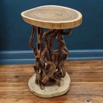 Wood Side Table Stool Acacia Flower Stand Solid Wood Night Table Natural - £152.75 GBP