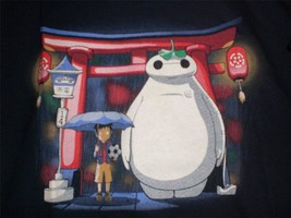 TeeFury Ghibli YOUTH XLARGE &quot;My Big Neighbor&quot; Totoro Big Hero 6 Mash Up ... - £10.27 GBP