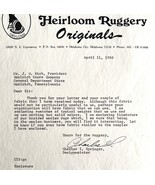 Signed 1966 Letter To Woolrich President J.W. Rich Heirloom Rugs Designe... - $110.29 CAD