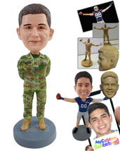 Personalized Bobblehead Army officer wearing uniform with combat boots and hands - £71.58 GBP