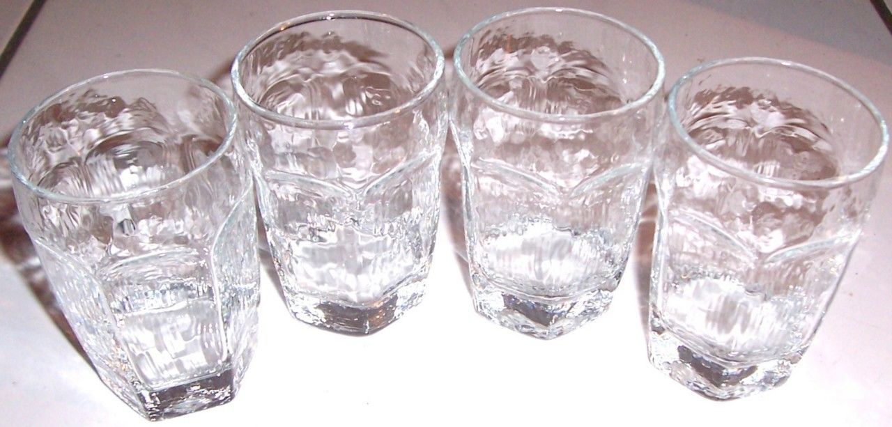(4) VINTAGE MINI LIBBEY HEXAGON PRESSED CLEAR GLASSES - $34.00