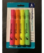 Wexford Smear-Proof Chisel Tip Highlighters 4 Each Green Yllw Org Pink New - £4.53 GBP