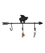 Cast Iron Rustic Farmhouse When Pigs Fly Angel Pig With Arrow 3-Peg Wall... - $24.60 CAD