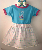 Easter Teal Blue T-Shirt, Polka Dot Skirt &amp; Barrette - It&#39;s Easter - Siz... - £17.50 GBP