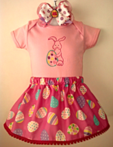 Easter Pink Bodysuit, Easter Egg Skirt &amp; Headband - Size 12-18 months - £17.26 GBP