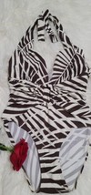 Tommy Bahama Women&#39;s Brown White Zebra One Piece Bathing Suit SZ 8 Wrap ... - €56,28 EUR