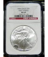 2004 Silver Eagle NGC MS69 FIRST STRIKES - £215.32 GBP