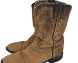 Justin Carbide Western Work Boots Soft Toe Brown Mens Size 8.5 Made In Usa - $44.50