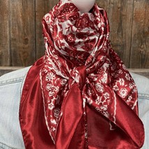 Red Cream Paisley Printed Western Southwestern Wild Rag Scarf Accent - £19.46 GBP
