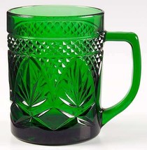 Vintage Cris D&#39;Arques Durand Luminarc Emerald Green Pressed Glass Mug - £19.77 GBP