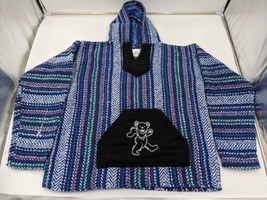 Grateful Dead Men Size XL Woven Striped Baja Jacket Poncho Pullover Hoodie VTG - £45.57 GBP