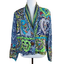 Sandy Starkman Jacket Women Medium Art To Wear Embroidery Patchwork Hear... - £39.48 GBP