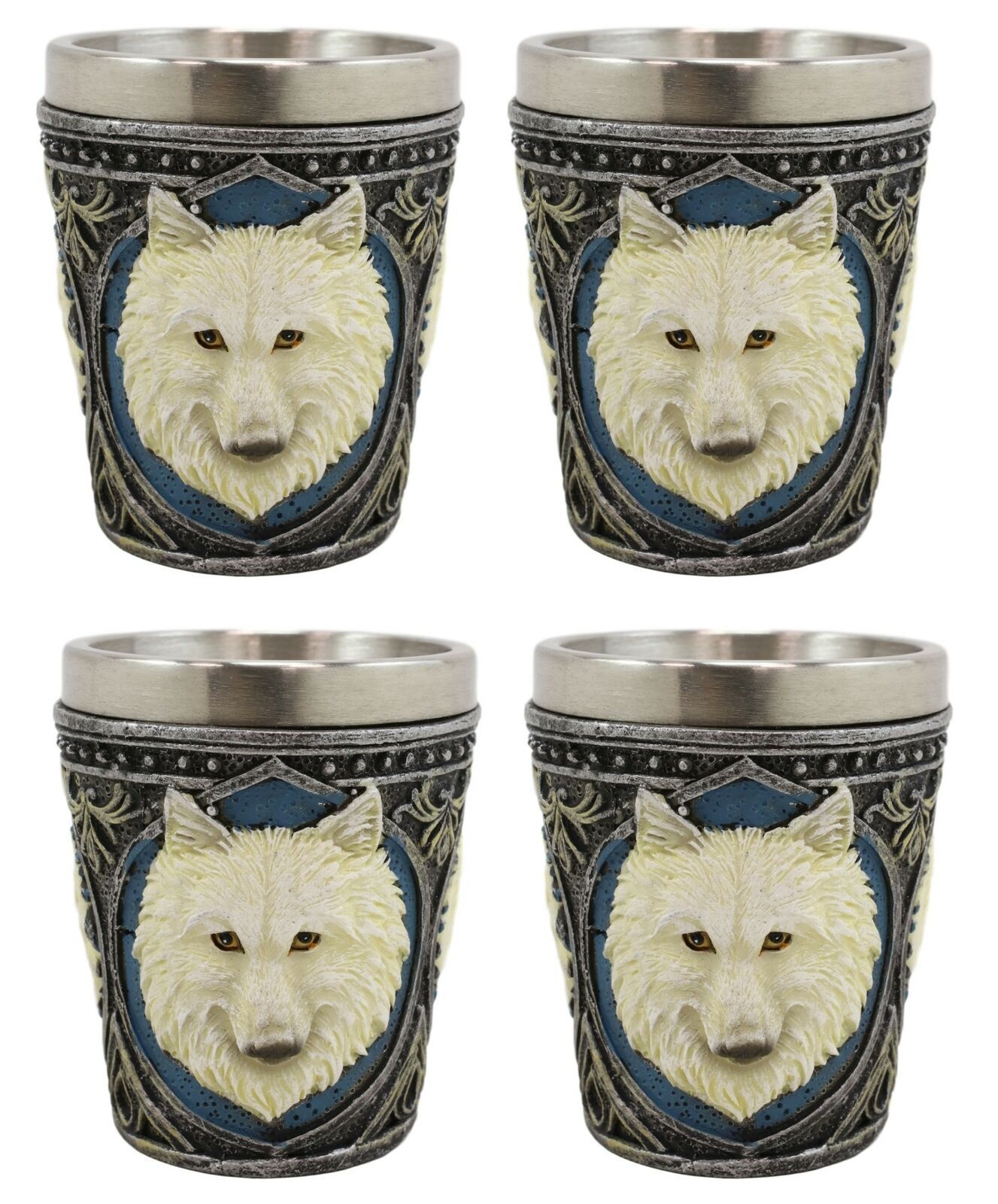 Spirit Full Moon Alpha White Snow Wolf 2-Ounce Shot Glass Set Of 4 - $28.99