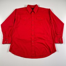 Vintage Panhandle Slim Western Pearl Snap Shirt Mens 17.5 Bright Red Collared - £14.85 GBP