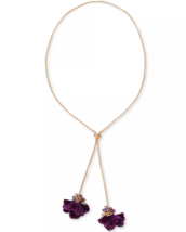 Inc Gold-Tone Color Bead and Flower 40In Adjustable Lariat Necklace - £13.26 GBP