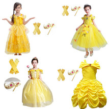 Beauty and the Beast Belle Princess Dress Kids Girl Halloween Cosplay Costume - £13.53 GBP