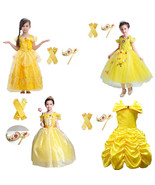 Beauty and the Beast Belle Princess Dress Kids Girl Halloween Cosplay Co... - $23.22 CAD