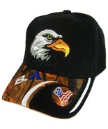 USA American Bald Eagle Patriotic Adjustable Baseball Cap BLACK/ORANGE CAMO - £11.94 GBP