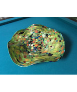 ALICJA MADE IN POLAND ART GLASS CENTERPIECE RUFFLED BORDER 4 X 16&quot;  - $144.86 CAD