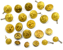 VTG WWII US Brass Uniform Buttons Eagles Waterbury + Military Lot of 23 - $364.26 MXN