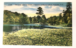 Lake Arcadia Residential Suburb Columbia SC South Carolina Linen Postcard UNP - £3.90 GBP