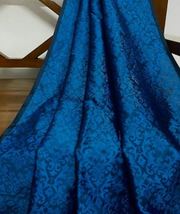 Brocade Fabric Blue damask Fabric, Wedding Bridal Fabric, Abaya Fabric - NF167 - £5.18 GBP+