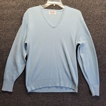 Vtg Robert Bruce Baby Blue Acrylic V Neck Pullover Sweater Men&#39;s Est. Sz M - £19.13 GBP
