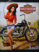 Gone Fishing Pin Up Harley Davidson Motorcycle Metal Sign - £23.91 GBP