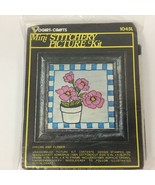 Vogart Crafts Mini Stitchery Picture Kit Checks Flower Cross Stitch Vintage - £9.66 GBP