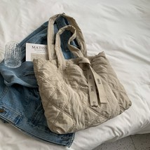 2022 Winter Brand Nylon Quilted Quilted Shopper Totes Big Designer Women Handbag - £24.92 GBP