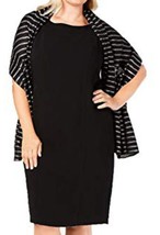 Calvin Klein Womens Pleated Metallic Stripe Evening Wrap,Black,One Size - £35.17 GBP