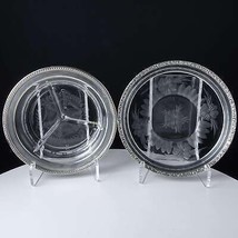 Sterling Silver Rim Etched Glass Bowls c.1930 - $114.35