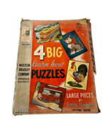 Four 4 Big Learn How Puzzles Large Pieces By Milton Bradley #4707 Vintag... - €11,92 EUR