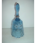 Fenton Hand Painted Artist Signed 25th Anniversary Blue Glass Bell - $14.99